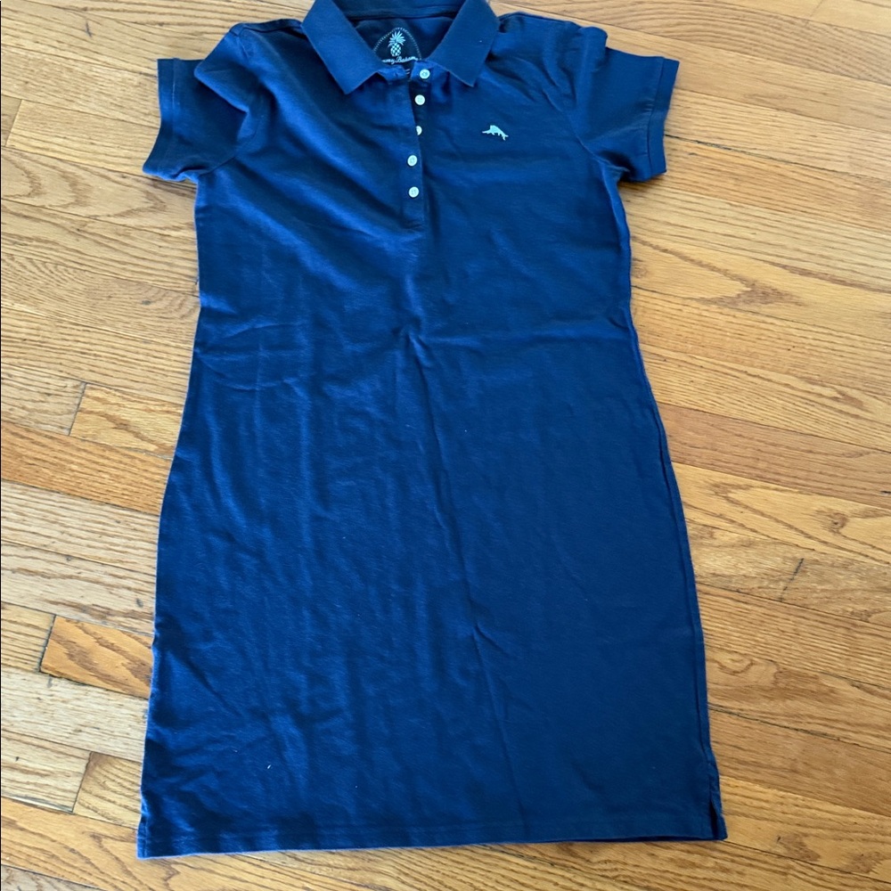 New Tommy Bahama cotton dress navy blue w collar NWT$138 Small